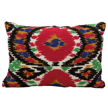 Life Styles Ikat Red Throw Pillow, Ivory