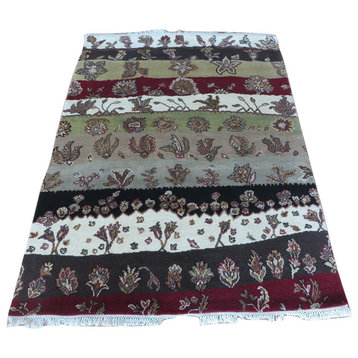5x6'8 Handmade Multi Colored Agra Oriental Rug Tabriz