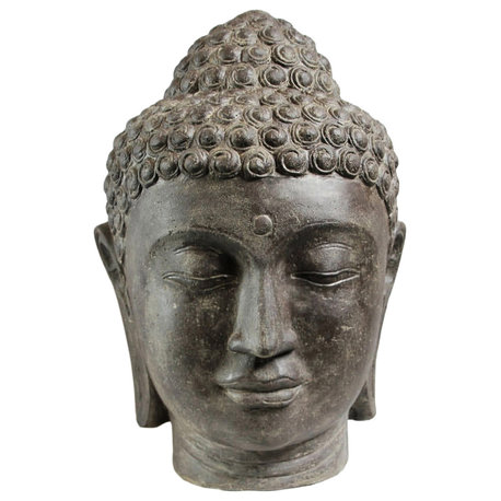 Cast Faux Stone Buddha Head