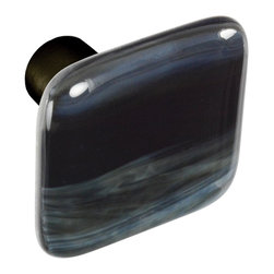 CKP - Art Glass Knob, Charcoal Swirl, Oil-Rubbed Bronze Base - Cabinet And Drawer Knobs