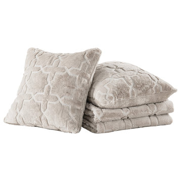 Tatami Faux Fur Throw Blanket & Pillow Shell Set, Hummus