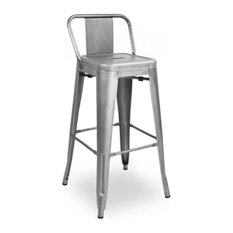 Industrial Bar Stools and Counter Stools | Houzz - Design Lab MN - Dreux Gunmetal Low Back Steel Counter Stools, Set of 4 -