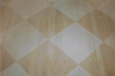 White Stenciled Diamond Pattern on Natural Red Oak Floor