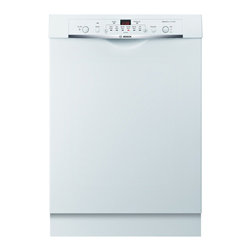 Bosch 24" Ascenta Series Recessed Handle Dishwasher, White | SHE3AR72UC - Dishwashers