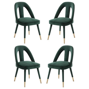 Home Square Petra 19.3" Transitional Velvet Side Chair in Green - Set of 4
