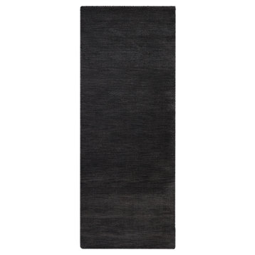 Hand Knotted Loom Wool  Area Rug Solid, [Runner] 2'6''x12'