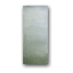 Moss Green and light gray color field block painting by Victoria Kloch - Sold - Paintings