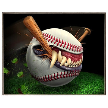 Monster Baseball, Birch Wood Print