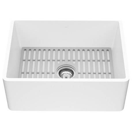 VIGO Matte Stone™ Kitchen Sink with Strainer and Silicone Grid