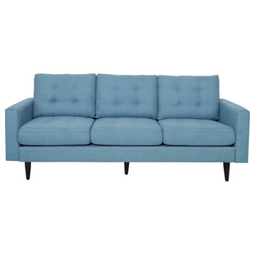 Darcy Contemporary Tufted Fabric 3 Seater Sofa, Blue/Dark Brown