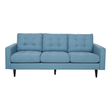 Darcy Contemporary Tufted Fabric 3 Seater Sofa, Blue/Dark Brown