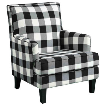 Best Master Furniture Saladin 30 Transitional Fabric Arm Chair in Black/White