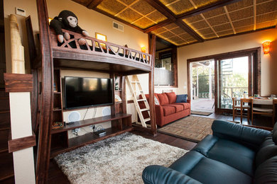 Photo of a beach style family room in San Francisco.