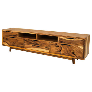 Rimini Live Edge Suar Wood Cabinet and Media Center With 6 Drawers