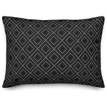 Black Diamond Dot Pattern 14x20 Indoor/Outdoor Pillow