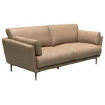 Abbyson - Cameron 100% Top Grain Leather Sofa, Beige - Refined luxury comes to mind when designing the Cameron Leather Sofa. Featuring soft, clean lines and iron accents. Cameron's comfortable bench-style seats, plush side bolsters, and rich top grain leather will infuse luxury into yourliving space.