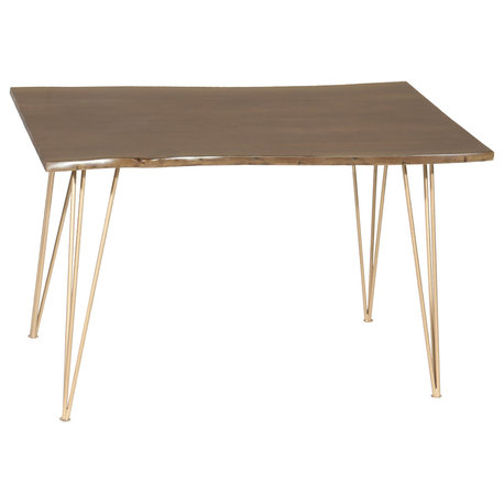 Seti Live Edge Dining Table, Elm and Gold