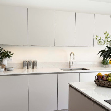 Light Beige Handleless Kitchen in St Albans