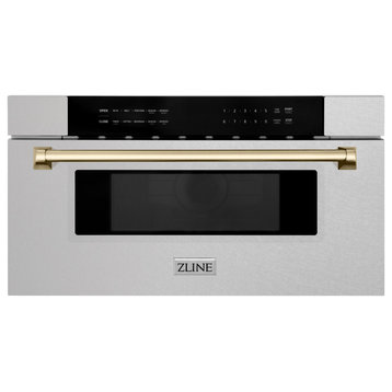 Microwave Drawer, DuraSnow Stainless Steel and Gold, MWDZ-30-SS-G