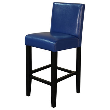 Villa Faux Leather Blue Counter Stool, Set of 2