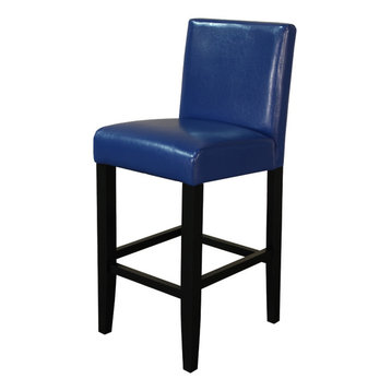 Villa Faux Leather Blue Counter Stool, Set of 2