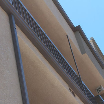 Bronze Seamless Rain Gutters, on an Apartment Building in Eagle Rock
