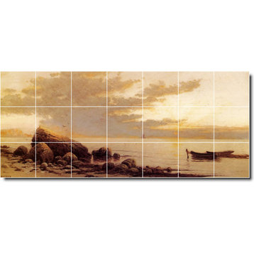 Alfred Bricher Waterfront Painting Ceramic Tile Mural #76, 42"x18"