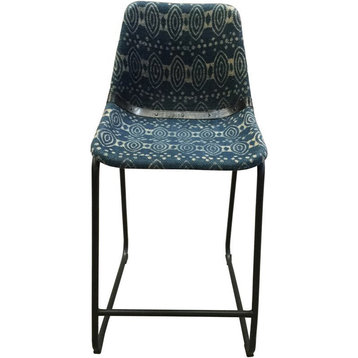 Coaster Rinconia Fabric Counter Height Stools with Footrest in Blue