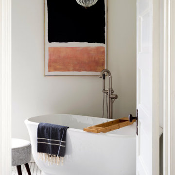Mark Rothko Style Art Over Freestanding Bathtub
