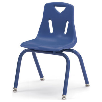 Berries Stacking Chairs with Powder-Coated Legs, 14"H, Set of 6, Blue