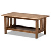 Rylie Traditional Mission Style Walnut Brown Rectangular Wood Coffee Table