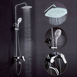 Contemporary 8 inch Shower Head + Hand Shower Shower Faucet - TSC004 - Tub And Shower Faucet Sets