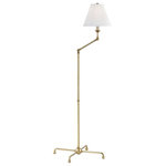 Hudson Valley Lighting - Classic No.1 Adjustable Floor Lamp With Off-White Silk Shade, Aged Brass - Designed by Mark D. Sikes