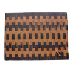 Brushbacks Woodshop - Patterened End Grain Cutting Board, Cherry and Walnut - Cutting Boards