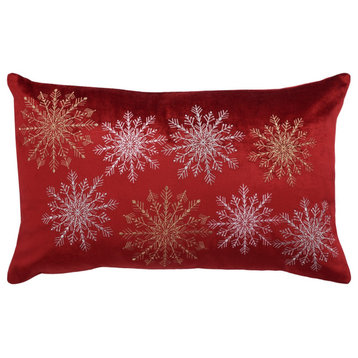 Safavieh Cinthia Snowflake Pillow Red 24" X 16"