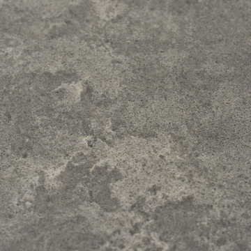 Küche blau matt, Wildeiche und Quartz-Komposit