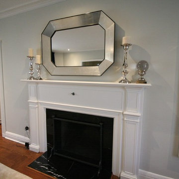 Silver and black hexagonal mirror
