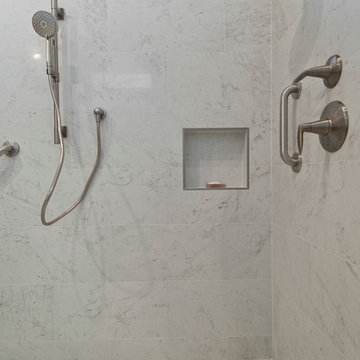 Calabasas Master Bath Remodel with Custom Storage and Marble Shower