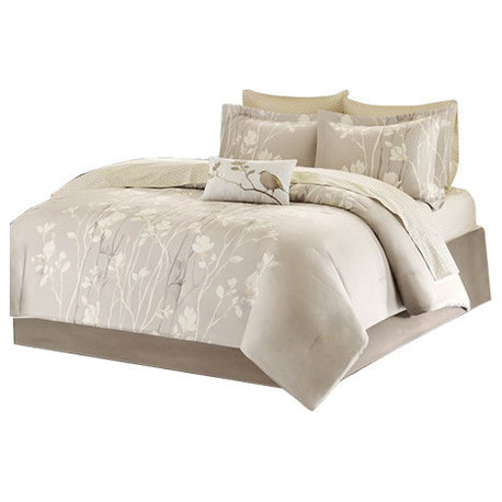 Madison Park Microfiber Printed 7-Piece Comforter Set, Queen