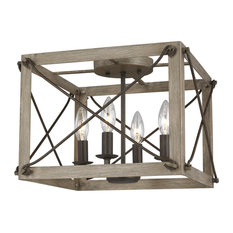 Thornwood 4-Light Ceiling Flush Mount, Washed Pine