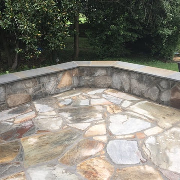 Irregular Flagstone Patioin Silver Spring MD With Stone Sitting Walls