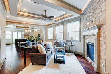 Transitional living room photo in Houston