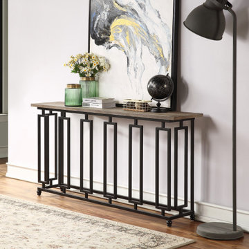 Nicola Console Sofa Table with Geometric Iron Base