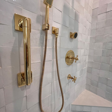 Glowing Solid Brass Plumbing Fixtures & Grab Bar by Newport Brass