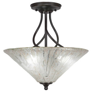 Matte Black Finish with Chocolate Icing Glass Toltec Lighting 121-MB-718 Two Light Semi-Flush Mount