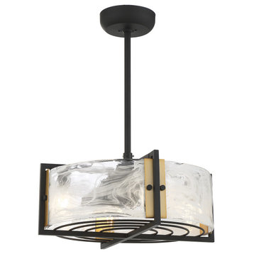 Hayward 4 Light 12 in. Indoor Ceiling Fan, Matte Black with Warm Brass Accents