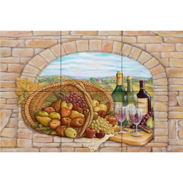 Tile Mural Kitchen Backsplash Tuscan Wine III-RB by Rita Broughton