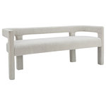 Meridian Furniture - Athena Boucle Fabric Upholstered Bench, Cream, Boucle Fabric - Get comfortable with this Athena bench featuring minimalistic design elements and a simple footprint. Artfully designed, this bench is made for comfort with a rounded footprint that hugs your back while you sit and relax with friends. The bench is covered top to bottom in rich cream boucle fabric, so it's super soft to the touch and elegant to the eye.