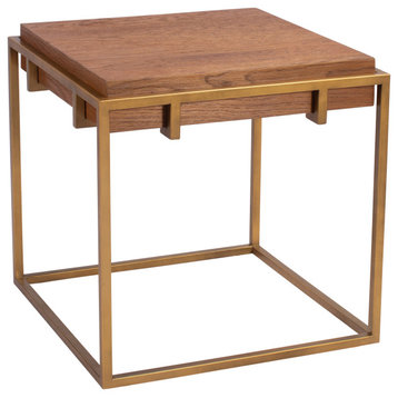 Keira End Table With Reclaimed Oak Block Top, Set of 2