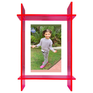 Lucite 8x10 Frame, Neon Pink/Clear